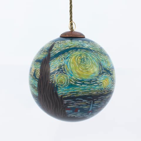 Vincent Van Gogh 'Starry Night' Hand Painted Glass Ornament