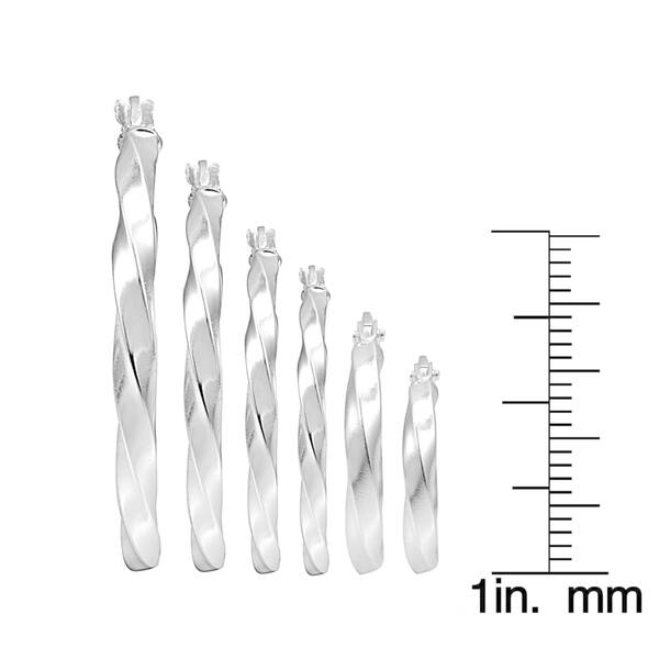 dimension image slide 3 of 2, Mondevio Silver High Polish Twisted Hoop Earrings