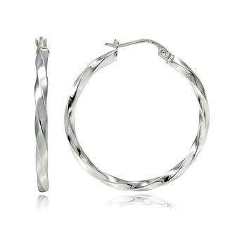Sterling Silver Earrings Online At Our Best Mondevio Silver High Polish Twisted Hoop Earrings