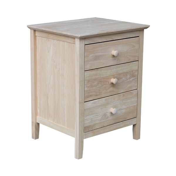 Ready To Finish 3 Drawer Nightstand With Butcher Block Surface Ready To Finish 3 Drawer Nightstand With Butcher Block Surface