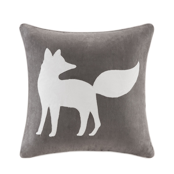 Madison Park Fox Embroidered Suede 20-inch Throw Pillow