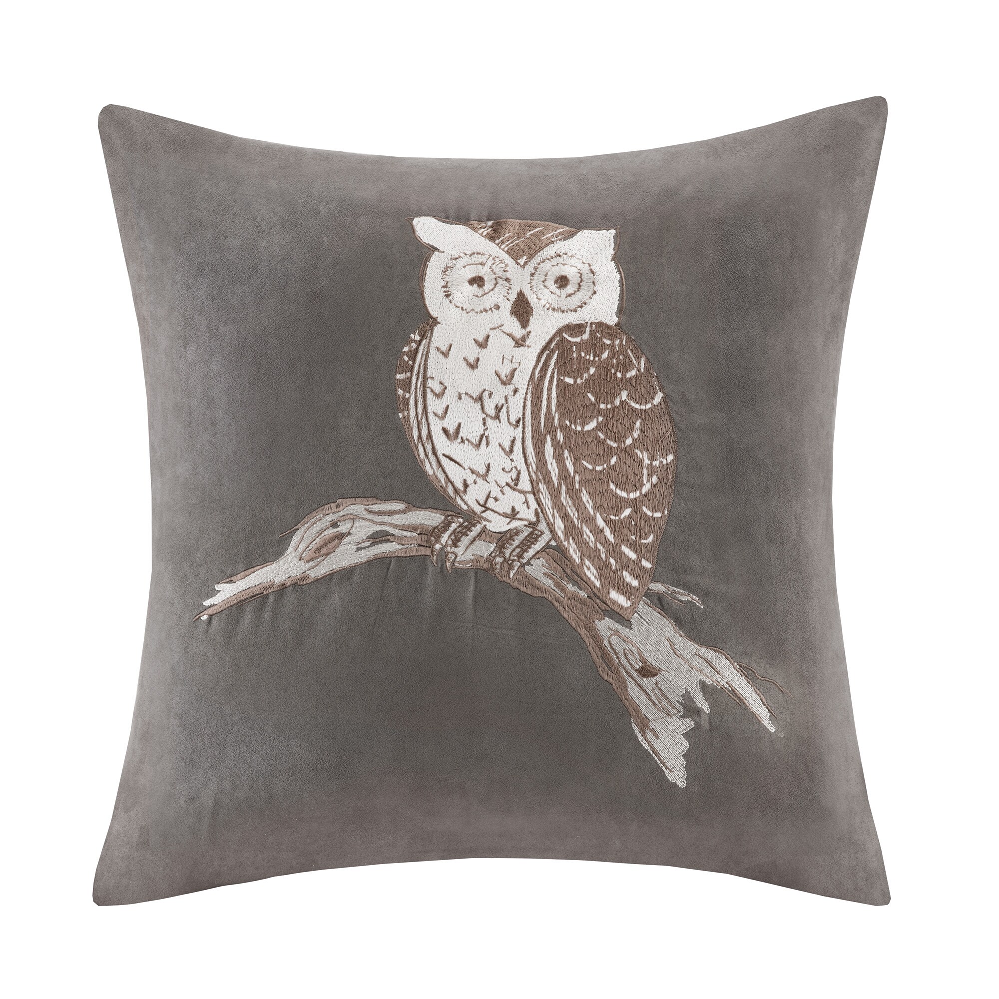 Shop Madison Park Owl Embroidered Suede 20 Inch Throw Pillow On