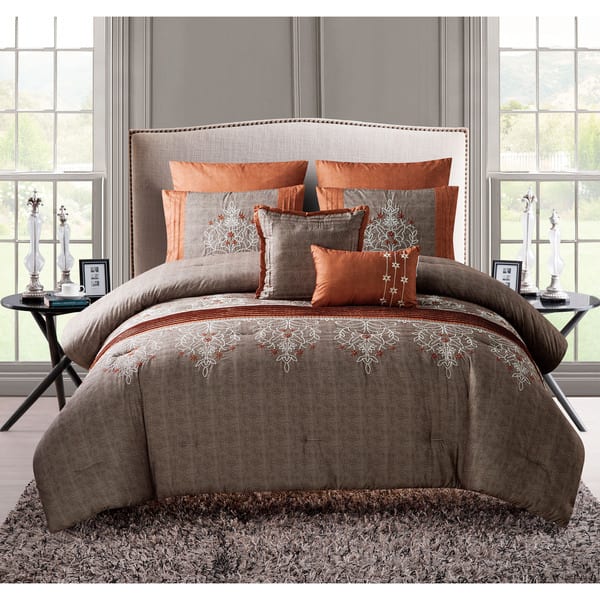 Vcny Grace Embroidered Comforter Set Overstock 10867899