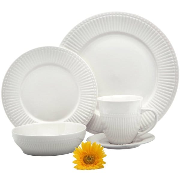 Shop Melange 40 Piece Italian Classic White Premium Dinnerware Place