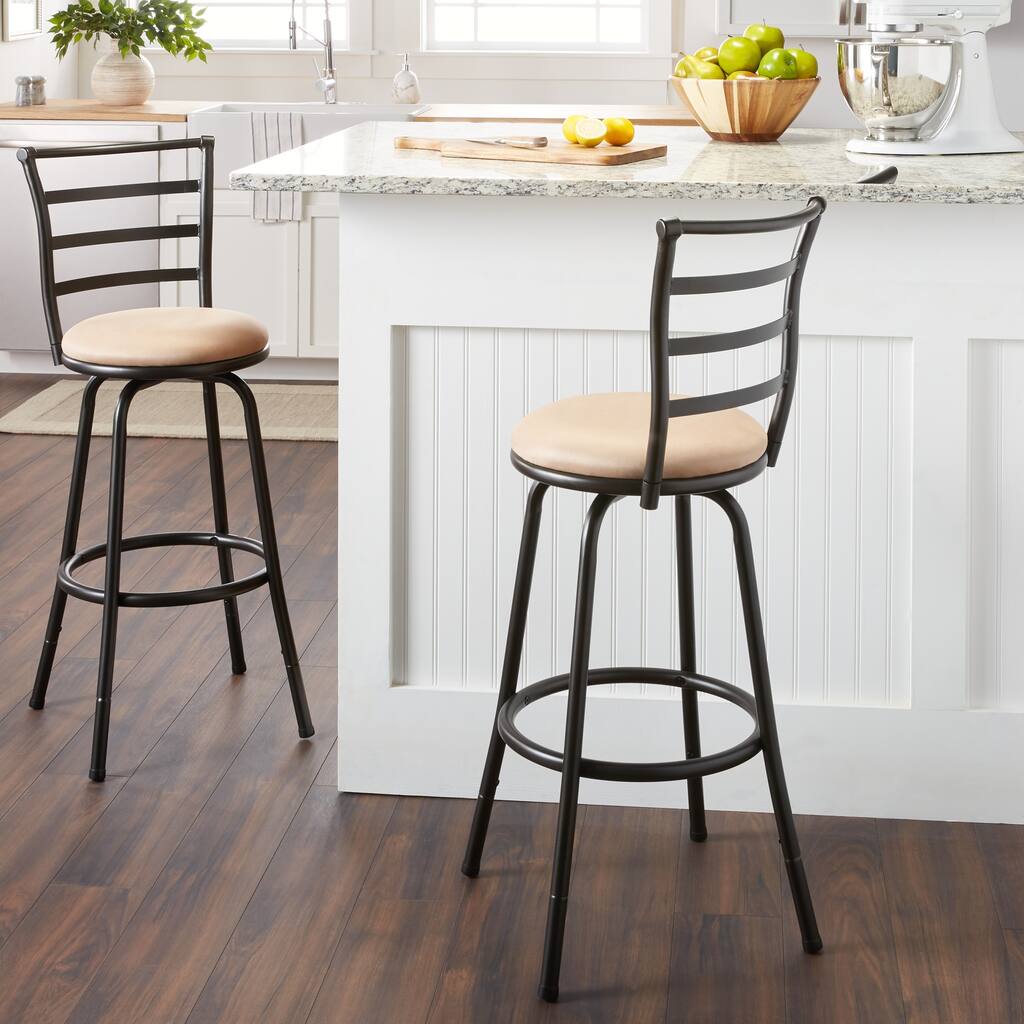 Roundhill Furniture Round Seat Bar/ Counter Height Adjustable Metal Bar Stool