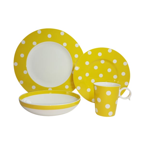 red polka dot dishes