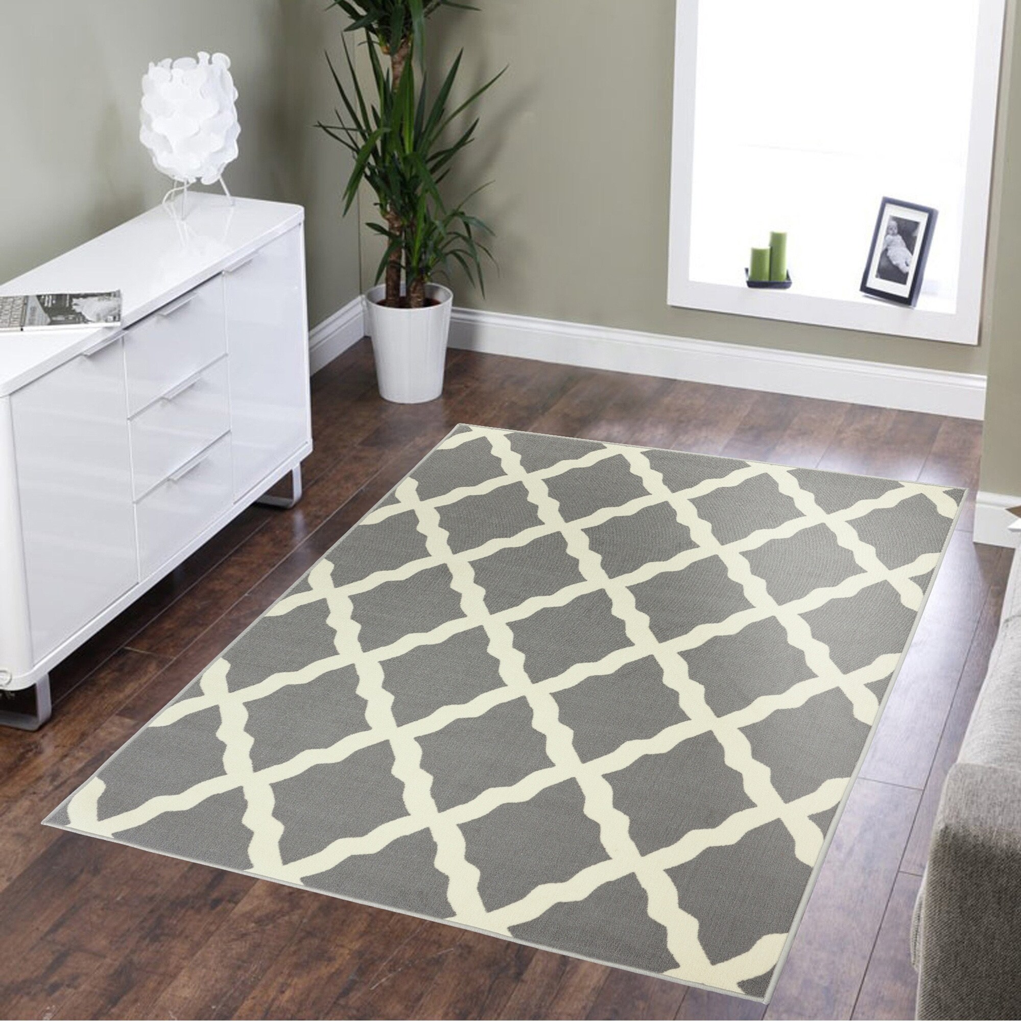 Ottomanson Glamour Trellis Non Slip Rubber Backing Area Rug For Non Slip Rubber Backing Area Rug