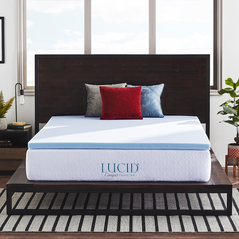 Lucid Ventilated 2-inch Gel Memory Foam Mattress Topper - White