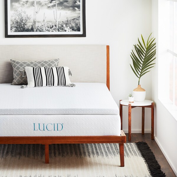 LUCID Comfort Collection Ventilated 2.5-inch Gel Memory Foam Mattress Topper with Removable Cover