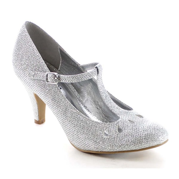 Beston BB23 Women's T-strap Cut Out Glitter Pumps