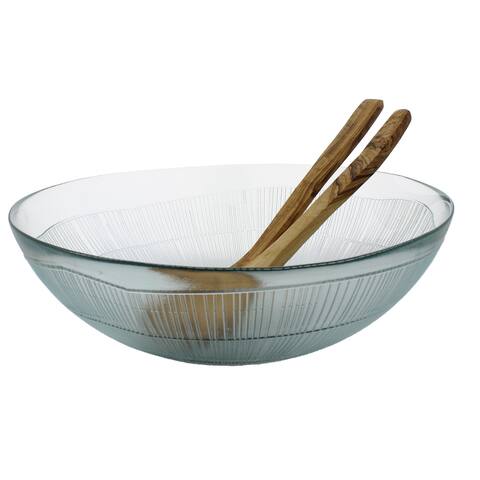 French Home Recycled Glass Ice Clear Salad Set