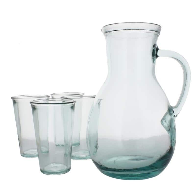 French Home Recycled Glass Urban Pitcher and 4 Tumblers