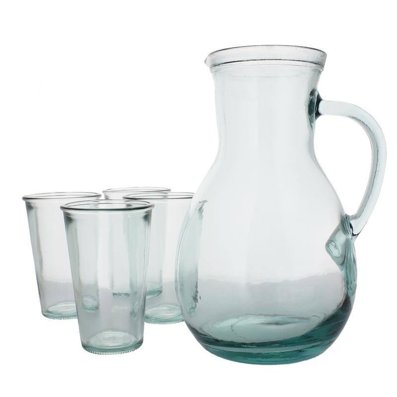 French Home Recycled Glass Urban Pitcher and 4 Tumblers