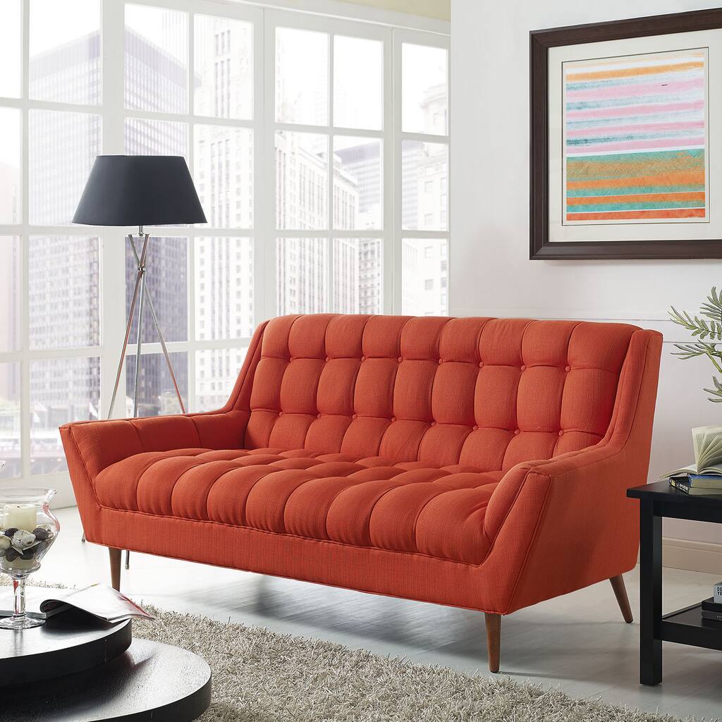 Response Fabric Mid Century Tufted Loveseat
