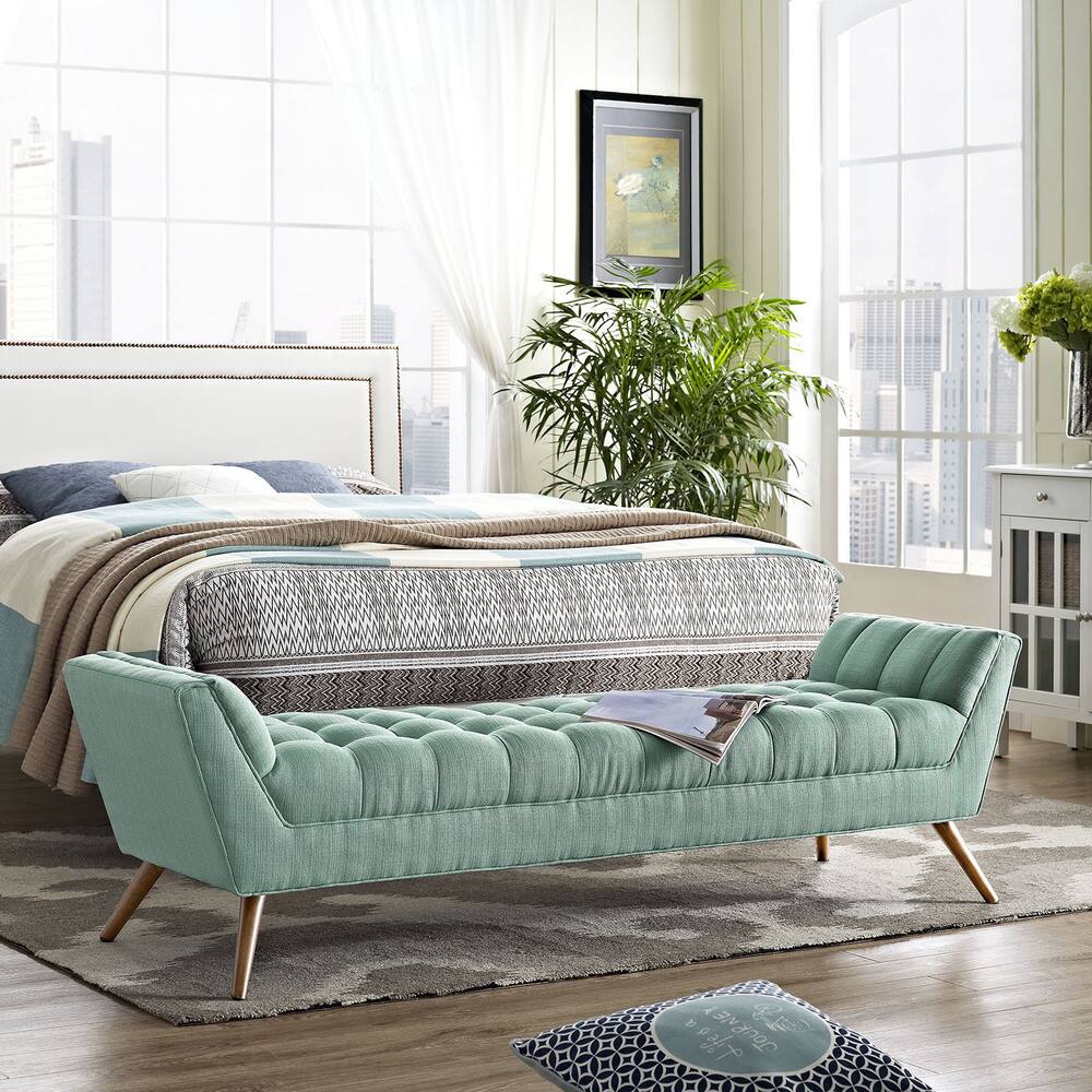 Response Fabric Mid-century Style Bench