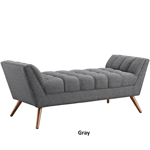 slide 2 of 10, Carson Carrington Lieksa Mid-century Medium Fabric Bench Gray
