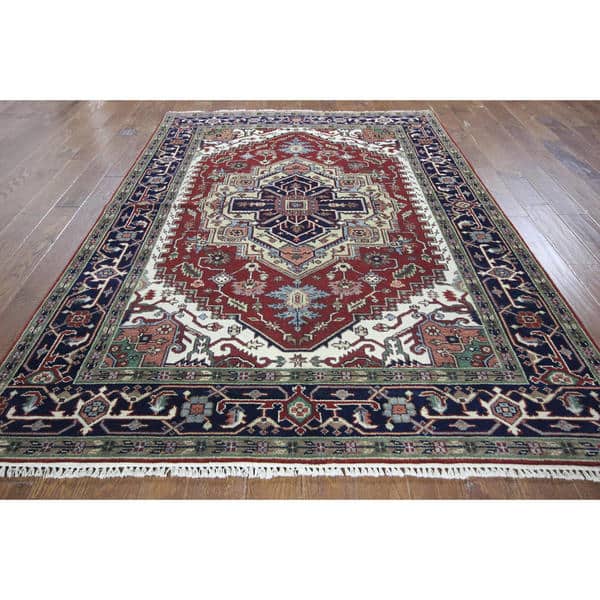 Oriental Persian Design Red Heriz Serapi Hand Knotted H8840 Wool Area Rug 6 X 9 Overstock 10868734