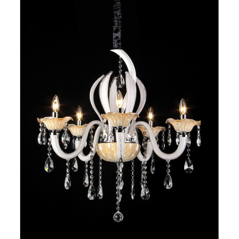 Carla 5-light White and Amber 28-inch Crystal Chandelier