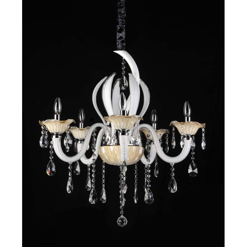 Carla 5-light White and Amber 28-inch Crystal Chandelier
