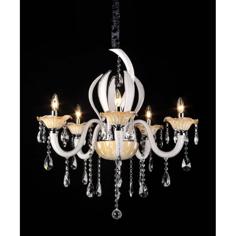 Carla 5-light White and Amber 28-inch Crystal Chandelier