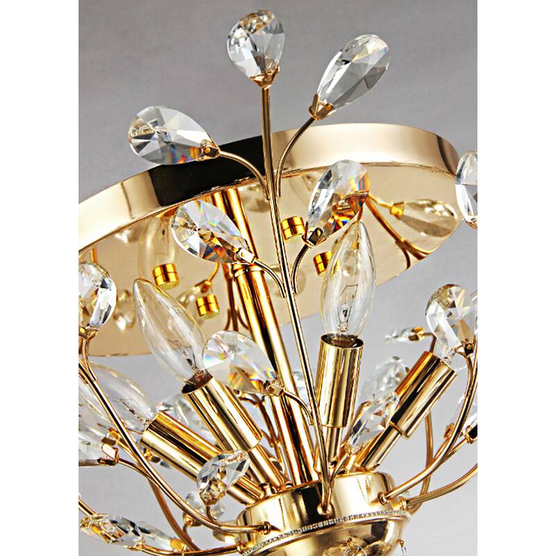 Ava 6-light Gold 27-inch Crystal Flush Mount