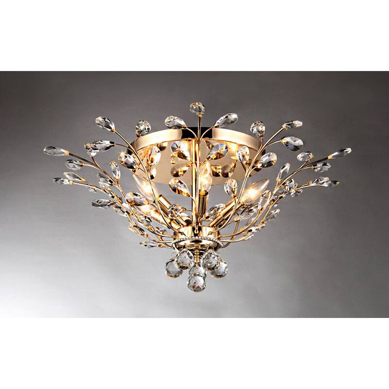 Ava 6-light Gold 27-inch Crystal Flush Mount