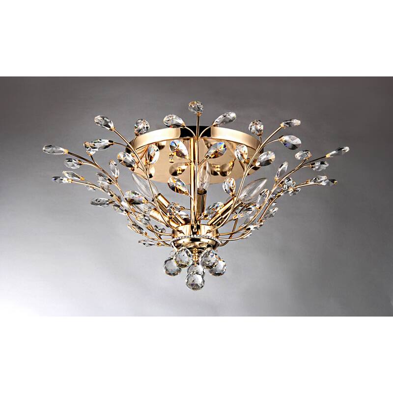 Ava 6-light Gold 27-inch Crystal Flush Mount
