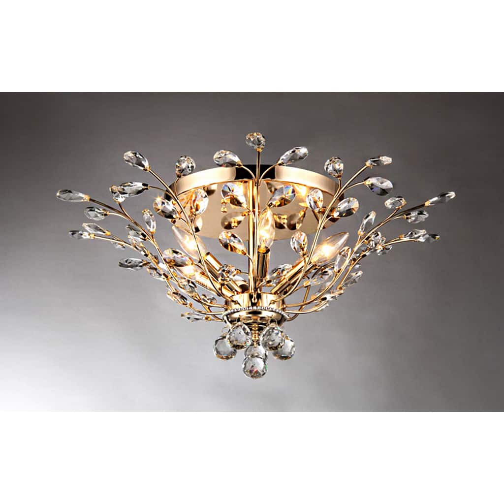 Ava 6-light Gold 27-inch Crystal Flush Mount
