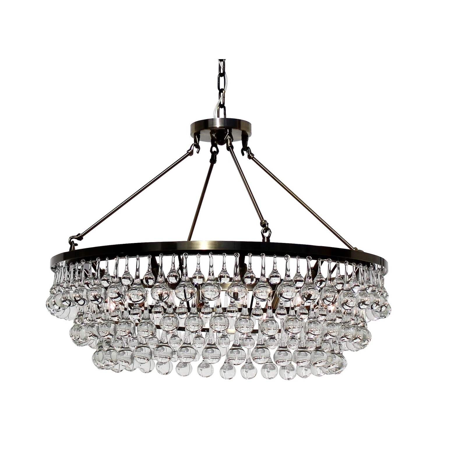Celeste Antique Brass Glass Crystal Chandelier - N/A (Celeste Antique Brass Chandelier) - Chandeliers For Bedrooms by Overstock.com