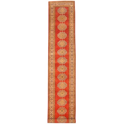Handmade Kazak Wool Runner (Afghanistan) - 2'4 x 12'9