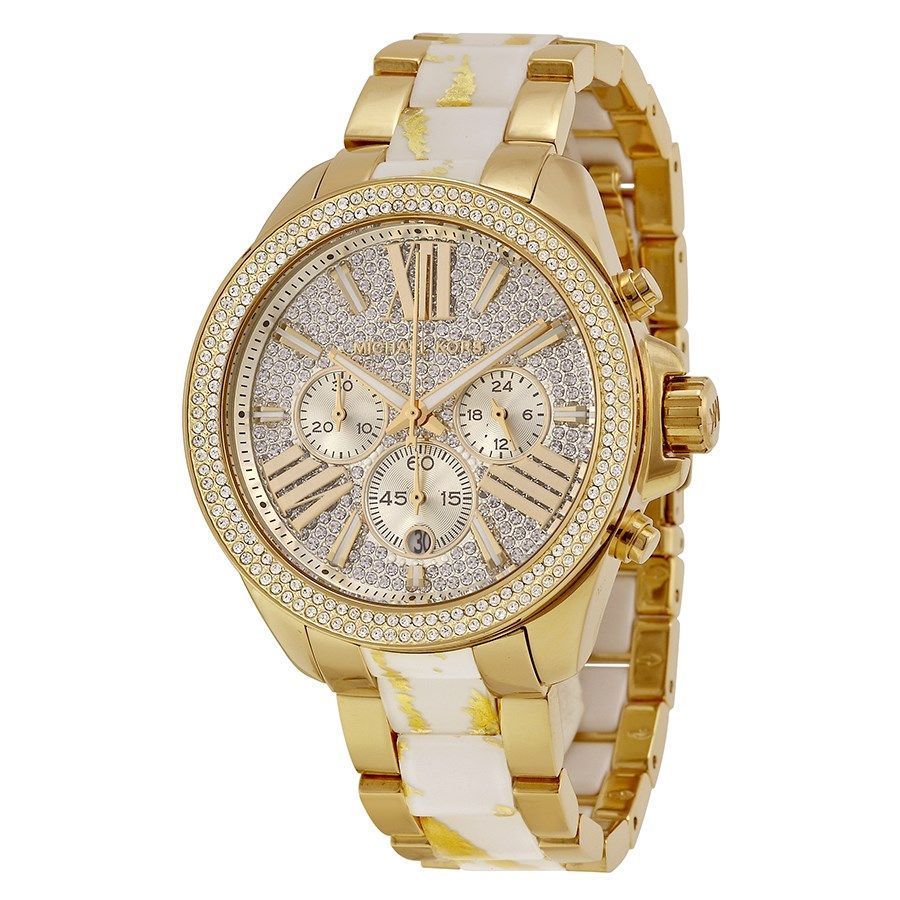 Michael Kors Women's MK6157 'Wren' Chronograph Crystal Gold-Tone Stainless  Steel Watch