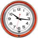 preview thumbnail 1 of 0, 14 Inch Double Ring Neon Clock Orange Outer White Inner - 14.5" x 14.5" x 3"