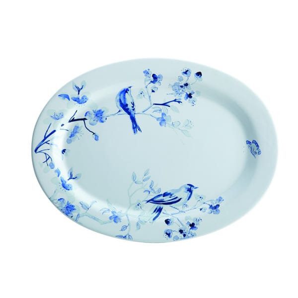 Paula Deen(r) Dinnerware Indigo Blossom 10-Inch x 14-Inch Stoneware Oval  Serving Platter, Print - Overstock - 10873302