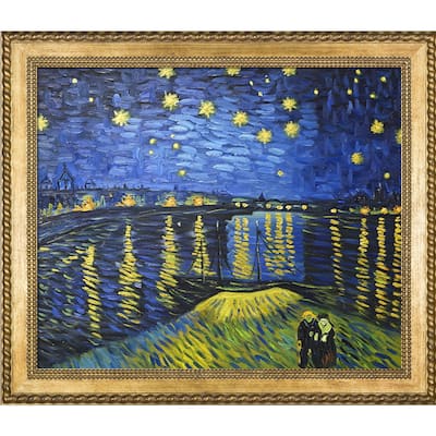 La Pastiche Vincent van Gogh 'Starry Night Over The Rhone' (Luxury Line) Hand Painted Framed Canvas Art