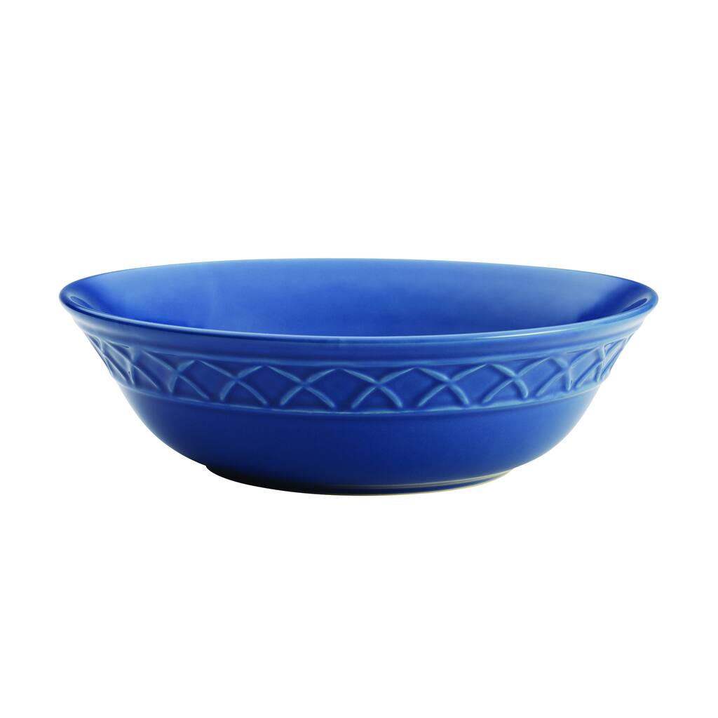 Paula Deen(r) Dinnerware Savannah Trellis 10-Inch Stoneware Round Serving Bowl, Cornflower Blue