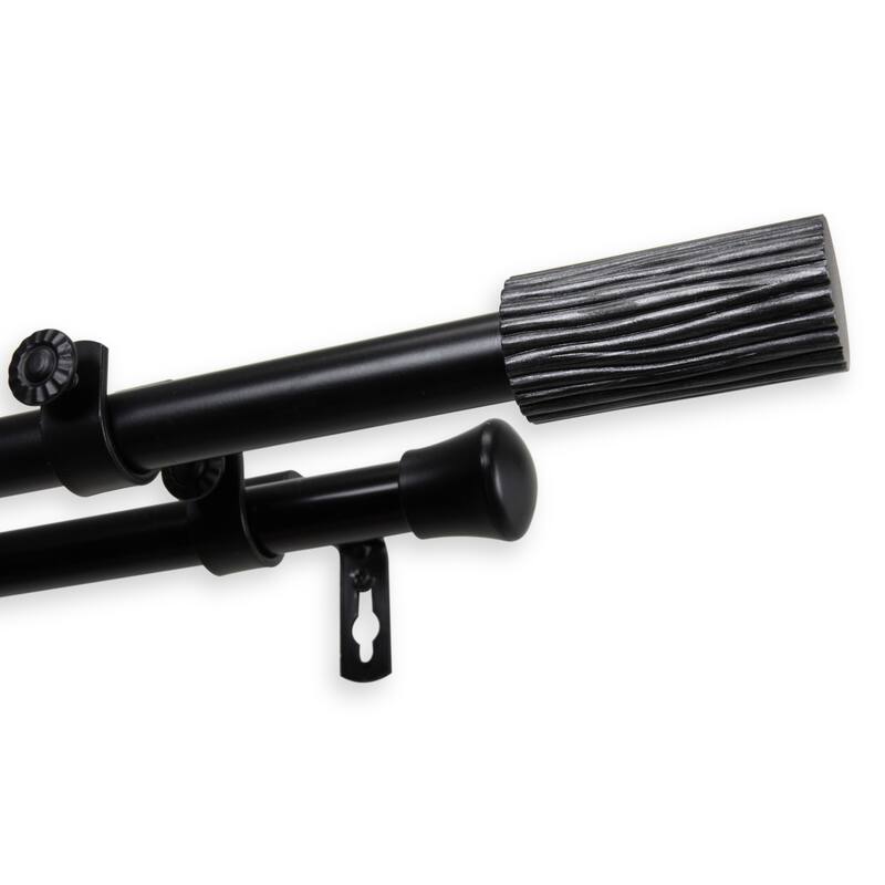 InStyleDesign Elm Adjustable Black Double Curtain Rod - 28 to 48 inches - Black