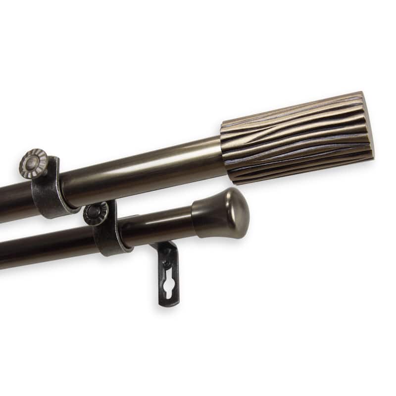 InStyleDesign Elm Adjustable Black Double Curtain Rod - 28 to 48 inches - Antique Brass