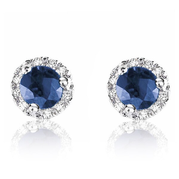 Shop 10k White Gold Round Sapphire Diamond Martini Earrings - Free ...