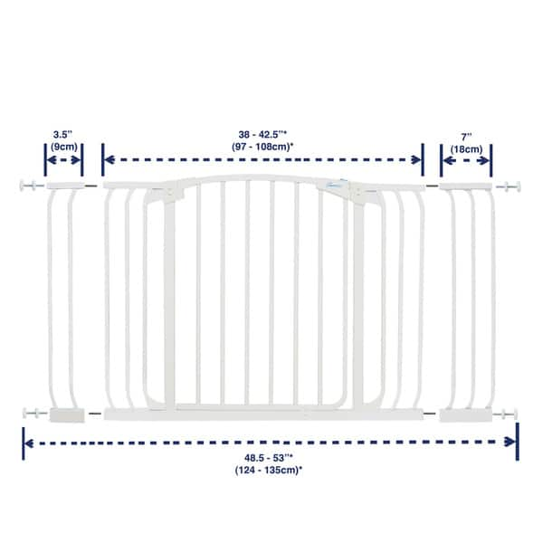 dimension image slide 1 of 2, Dreambaby Chelsea Extra Wide 38-53in Auto Close Metal Baby Gate