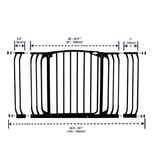 dimension image slide 0 of 2, Dreambaby Chelsea Extra Wide 38-53in Auto Close Metal Baby Gate