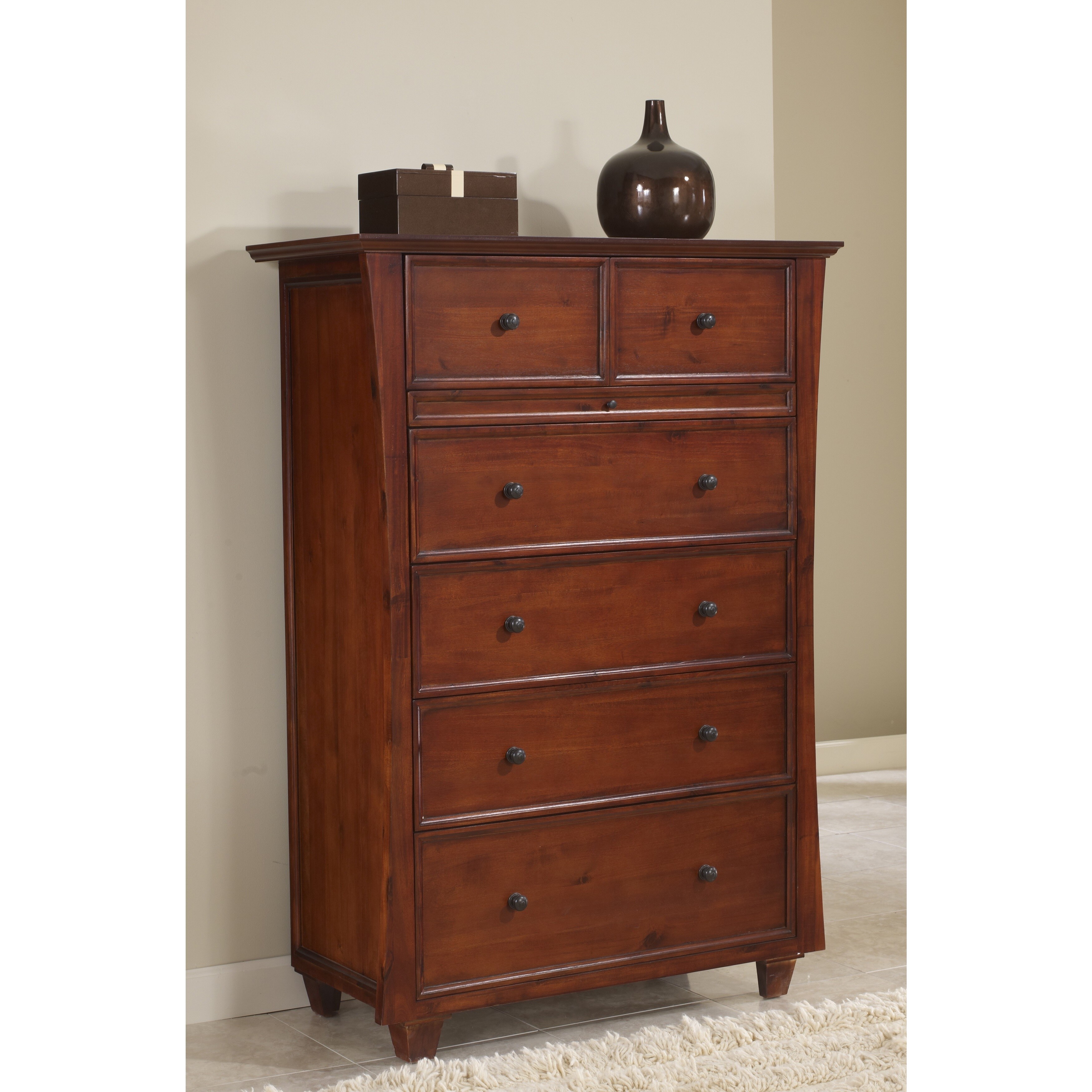 Shop Michelle 5 Drawer Chest In Mahogany With Hidden Jewelry