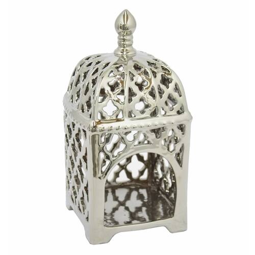 Ceramic Candle Lantern -Silver
