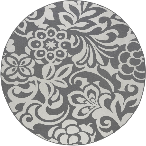 Shop Alise Garden Town Transitional Round Floral Blue, Grey Area Rug ...