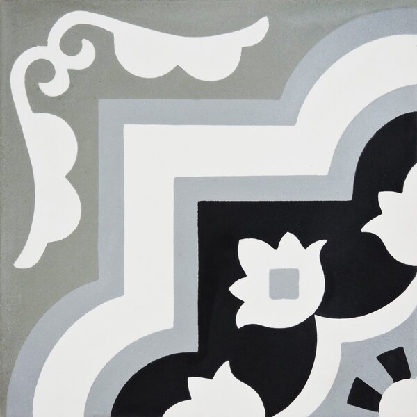 Taza in Black and Grey Handmade 8x8-inch Moroccan Tile (Pack of 12)