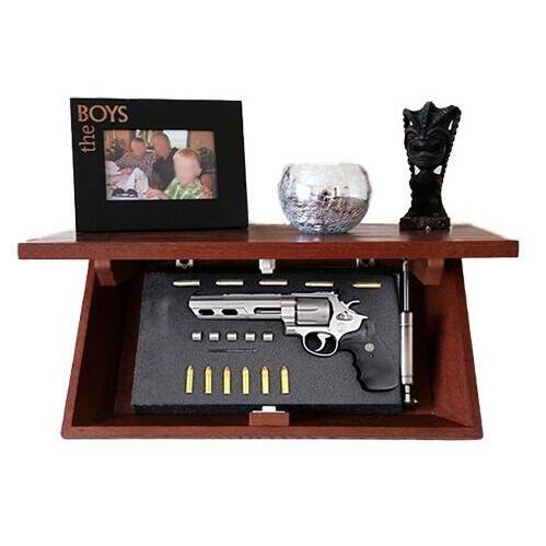 Floating Decorative Wall Shelf with Hidden Locking Security Compartment