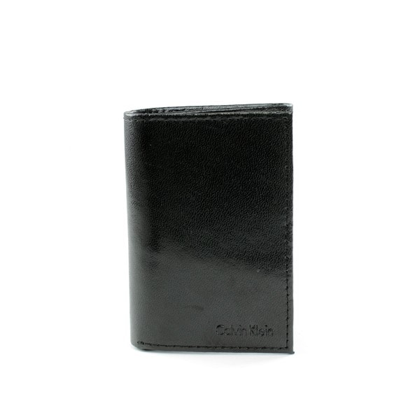 Shop Calvin Klein Men&#39;s Black Leather Trifold Wallet - Overstock - 10878892