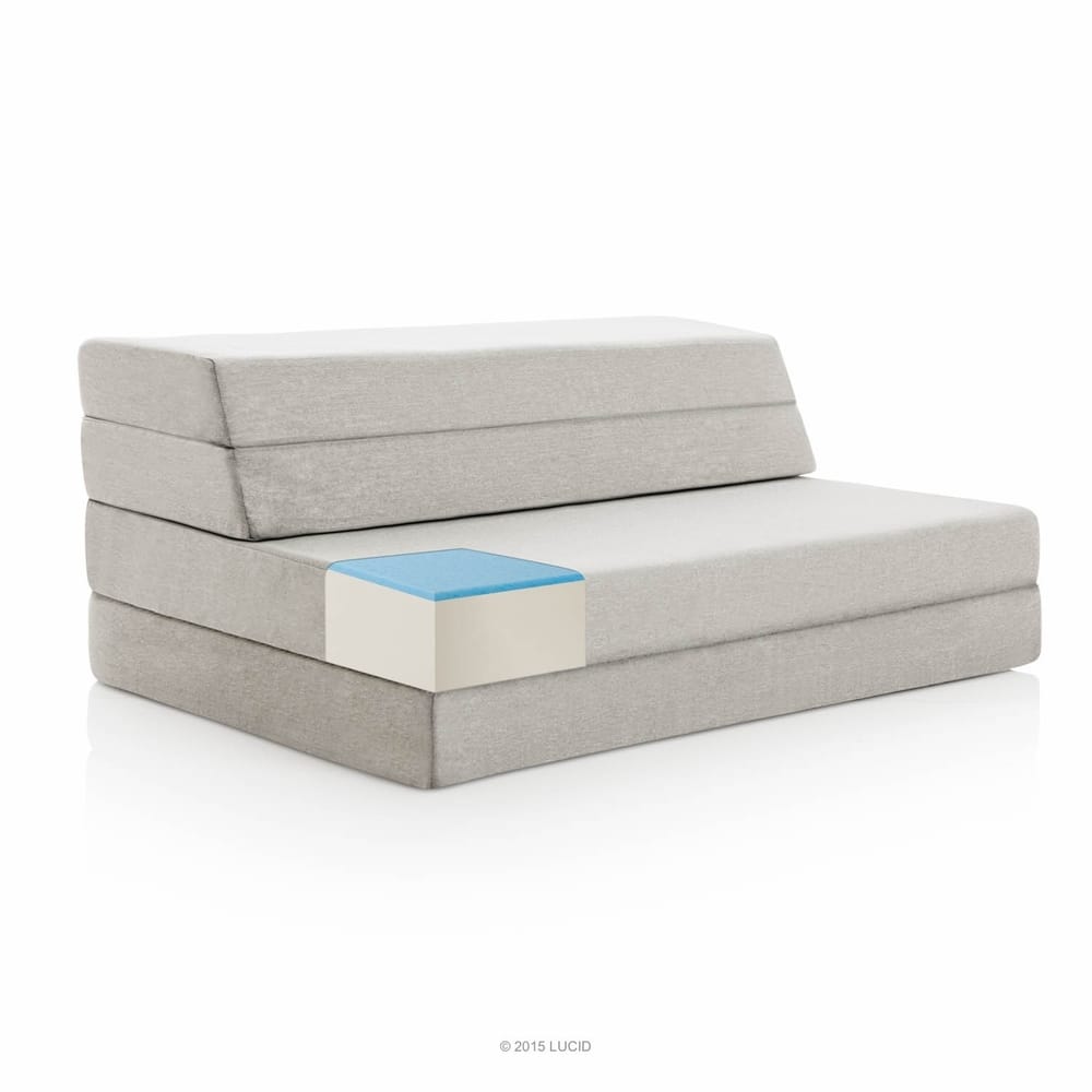 Lucid 4 Inch Gel Folding Sofa - Grey