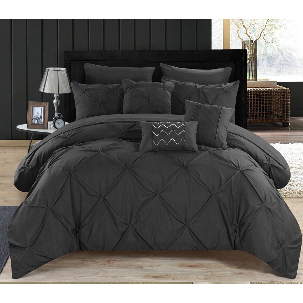 Chic Home NY&CO Home Deighton 5 Piece Comforter Set Diamond Stitched Design  Crinkle