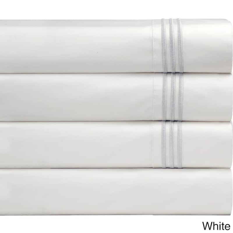 Pointehaven Egyptian Cotton Embroidered Percale Pillowcases (Set of 2) - White - Standard