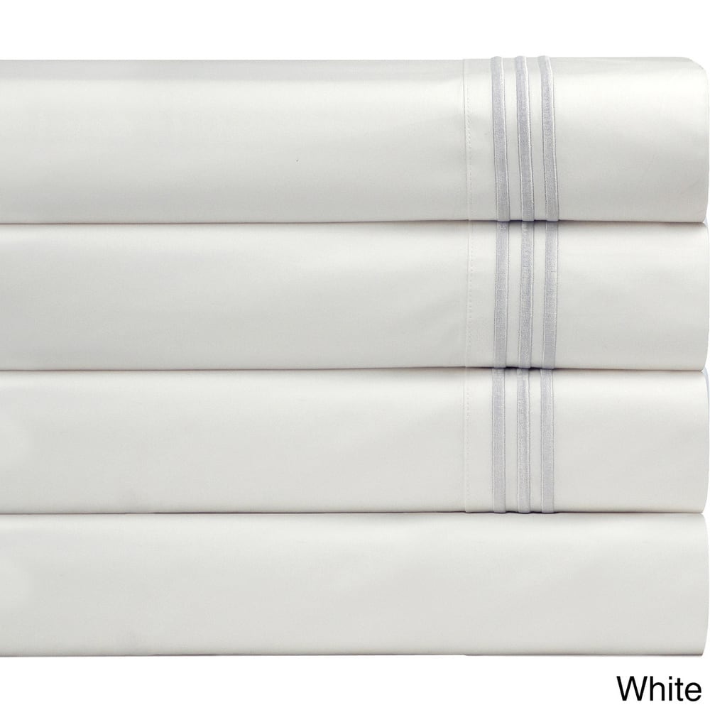 Pointehaven Egyptian Cotton Embroidered Percale Pillowcases (Set of 2)
